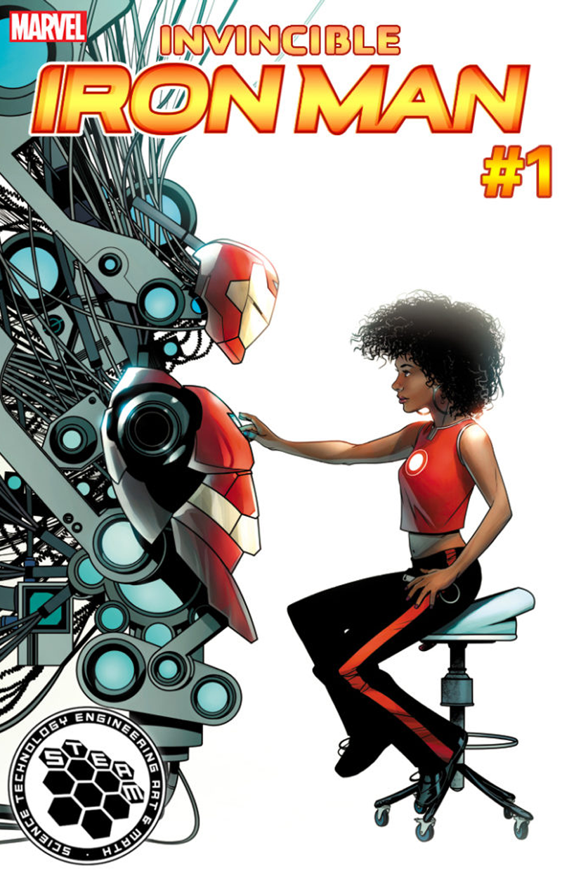 Portada de Invincible Iron Man #1 (versiĂłn STEAM).